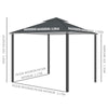 10' x 10' Patio Gazebo Outdoor, Canopy Shelter with Double-tier Roof, Pavilion Sidewalls for Garden Events, Dark Grey