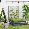 Galvanized Raised Garden Bed with Trellis for Climbing Plants, Outdoor Planter Box with Open Bottom, Dark Grey