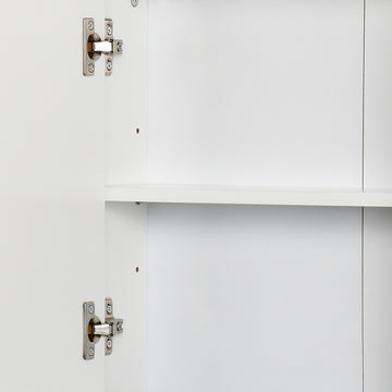 Wall Mounted Bathroom Medicine Cabinet Mirrored Cabinet with Hinged Door 2-Tier Storage Shelves White
