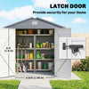 4.5' x 6' Plastic Garden Storage Shed with Latch Door, Vents, Sloped Roof, Light Grey