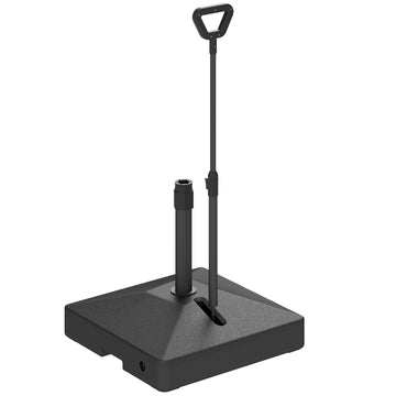 Square Plastic Patio Umbrella Base with Adjustable Wheels, Handle, Outdoor Patio Umbrella Stand, Filled Up to 121lb with Stand, 99lb with Water for Garden Poolside, Black