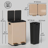 Dual Garbage Bin, Soft-Close Trash Can with Foot Pedal, 2 x 28 Liter Garbage Can with Removable Inner Buckets, Gold