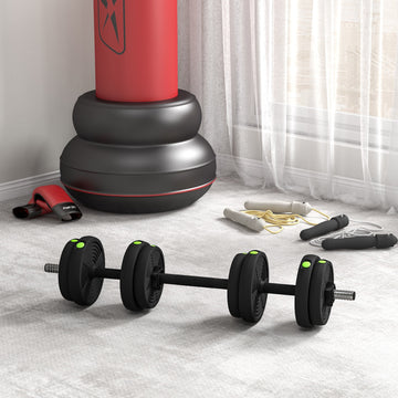 Soozier 33LBS 2-in-1 Adjustable Barbell & Dumbbells Set, Weights Set with Non-slip Handles for Men and Women Home Gym Training