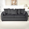 Corduroy Couch, 3 Seater Sofa, Modern Upholstered Couch with Curved Armrests and 8 Removable Pillows, Dark Grey