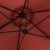 8.5FT Offset Patio Umbrella with 360° Rotation, Outdoor Cantilever Roma Parasol Hanging Sun Shade Canopy Shelter with Cross Base, Wine Red