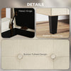 Storage Ottoman Bench Linen-Touch Fabric Tufted Chest Footstool with Flipping Top, Beige