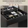 Modern Vanity Set with Makeup Table and Cushioned Stool, Dressing Table with Flip Top and Mirror for Bedroom, Black