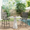 Outdoor Bar Stools Set of 2, Swivel Bar Height Chairs with High Back, Curved Armrests and Steel Frame for Balcony
