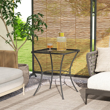Square Garden Metal Bistro Table Outdoor Patio Coffee Side Desk 23.6