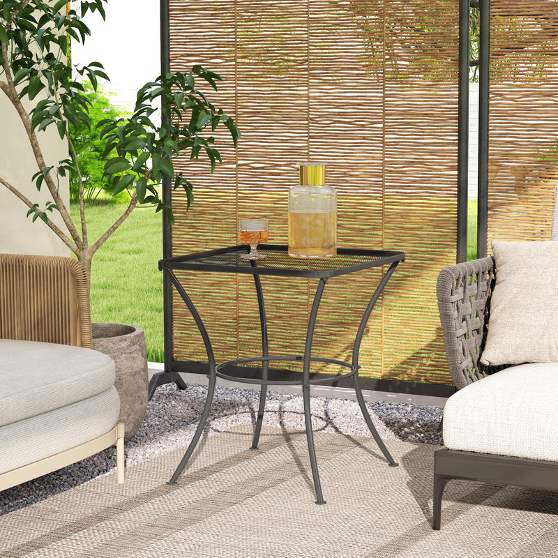 Square Garden Metal Bistro Table Outdoor Patio Coffee Side Desk 23.6