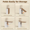 Folding Computer Desk with 4-Tier Bookshelf Space-Saving Home Office Desk, Natural