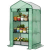 Mini Greenhouse with Screen Roof, Portable Small Greenhouse with Roll-Up Zipper Door, 27.6