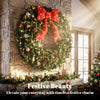 Artificial Xmas Wreath, 48 Inch Pre-Lit Christmas Wreath with 200 LED Lights, Lighted Bow and 31 Ornament Set, Green