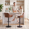 Bar Stools PU Leather Adjustable Swivel Barstools Backrest Counter Chairs Set of 2 Brown