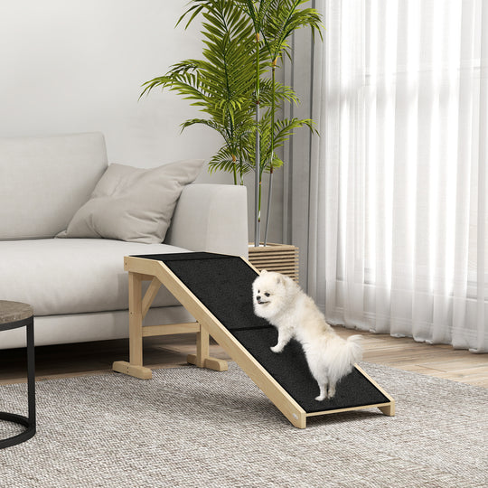 Pet Ramp Bed Steps for Dogs Cats Non-slip Carpet Top Platform Pine Wood 59