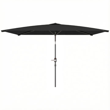 6.4 x 9.7ft Rectangle Aluminum Tilt Patio Umbrella, Garden Market Parasol, Outdoor Sunshade Canopy with Crank, Black