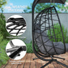 Double Wicker Egg Swing Chair with Canopy, Foldable Hanging Egg Chair with Stand Cushion Headrest