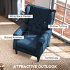 Fabric Accent Chair, Button Tufted Armchair, Upholstered Modern Living Room Chair, Wingback Chair with Wood Legs, Rolled Arms, Thick Padding for Bedroom, Blue