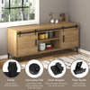 Mini Sliding Barn Door Hardware Kit for Double Doors, TV Stands, Cabinet Barn Door Hardware Kit, Fit 17.7