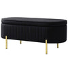 Upholstered Bedroom Bench, Channel Tufted Ottoman Bench with Thick Padding and Metal Legs, Black