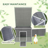 Duck Coop, Wooden Chicken House Rabbit Hutch with Openable Roof, Removable Floor, Double Doors, Ramp, Grey