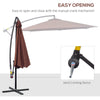 10' Deluxe Patio Umbrella, Outdoor Market Parasol, Banana Hanging Offset Sunshade with Crank, Cross Base, Coffee