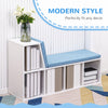 Multi-Purpose Bookshelf with 5 Cubes, 5-Cubby Bookcase with Cushioned Reading Nook and Storage Shelves, Blue