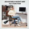 Office Chair No Arms with Wheels, PU Leather Desk Chair with Adjustable Height, Swivel Wheels for Office, Black