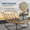 Oversized Rattan Patio Egg Chair, Outdoor Rocking Chair with Padded Cushion for Indoor, Porch, Cream White
