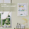 Lockable Medicine Cabinet, 3 Tier Steel Medical Wall Box with 2 Keys and Shelves for Bathroom, White