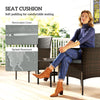 Wicker Bistro Set, 3 Piece Patio Furniture Set with 2-Tier Glass Top Table, Cushions for Balcony, Porch, Dark Grey