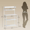 Kitchen Baker's Rack with Power Outlet, Coffee Bar Station with Adjustable Shelves and Hooks, Distressed White