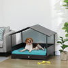 Outdoor Dog House Wicker Dog Bed with Soft Cushion Washable Cover, for Medium Large Dogs Indoor Outdoor, Blue