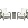 3 Pieces Wicker Patio Furniture Set, Rattan Bistro Set with Storage Coffee Table and Thickened Cushions, Outdoor Conversation Set for Garden, Porch, Balcony, Beige