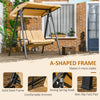 2-Seater Outdoor Porch Swing with Adjustable Canopy, Patio Swing Chair for Garden, Poolside, Backyard, Beige