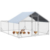 Chicken Run, 23' x 6.6' Metal Chicken Coop with Waterproof and Anti-UV Cover, Spire Roof, Door, for 12-14 Chickens, Ducks, Rabbits, Sliver