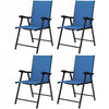 Folding Patio Chairs Set of 2, High Back Outdoor Dining Chairs with Breathable Mesh Seat for Lawn, Deck, Blue