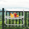 Adjustable Balcony Hanging Railing Table, Metal Mounting Mini Wall Desk Storage Rack, Outdoor Flower Stand Serving Table Half Round, White