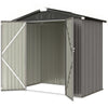 6.5' x 4' Outdoor Storage Shed, Metal Garden Shed with Lockable Double Doors, 4 Vents, Light Grey