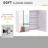 Wall Mount Mirrored Medicine Cabinet, Bathroom Mirror Cabinet with Adjustable Shelf, Double Soft Closing Doors, Light Lilac