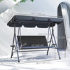 3-Seat Patio Swing Chair, Outdoor Canopy Swing Glider with Adjustable Shade, Grey