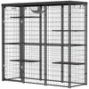 Weld Wire Catio Outdoor Indoor with Waterproof Cover, 4 Jumping Platforms, Hammock, 69