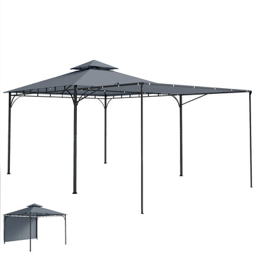 Patio Gazebo with Double Roof Outdoor Gazebo Canopy with Extendable Shade 126