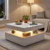 LED Coffee Table with Storage, 2-Tier Modern Center Table with Open Shelf and Remote for Living Room
