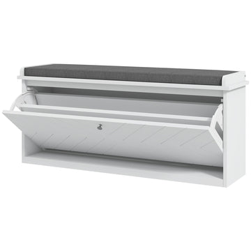 Shoe Storage with Seat, Upholstered Hallway Bench, Shoe Bench with Flip Drawer, Adjustable Shelf for 8-10 Pairs of Shoes