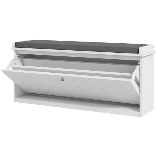 Shoe Storage with Seat, Upholstered Hallway Bench, Shoe Bench with Flip Drawer, Adjustable Shelf for 8-10 Pairs of Shoes