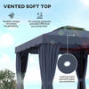 10' x 10' Deck Gazebo with Curtains & Mesh Screen Drapes, Double Roof Canopy Polyester Shade for Backyard Garden, Dark Blue