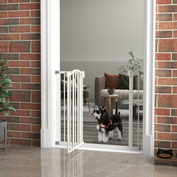 Extra Tall Dog Gate with Door, Pressure Fit, Auto Close, Double Locking for Doorways Hallways Stairs, 29