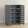 Shoe Storage Cabinet, Shoe Cabinet with 2 Slatted Doors for 15 Pairs of Shoes, Dark Grey