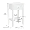 Side Table Set of 2, End Tables with Drawer and Bottom Shelf, 2-tier Nightstand for Bedroom, Living Room, White